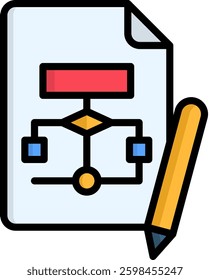 Flowchart Icon Lineal Color Vector Illustration