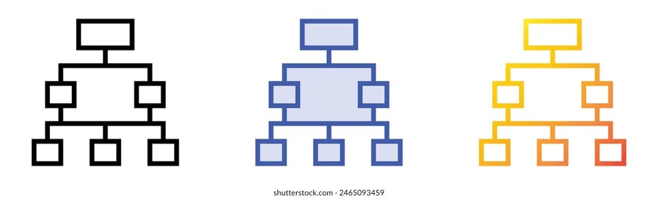 flowchart icon. Linear, Blue Fill and Gradient Style Design Isolated On White Background
