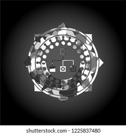 flowchart icon on grey camo pattern
