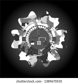 flowchart icon on grey camo pattern