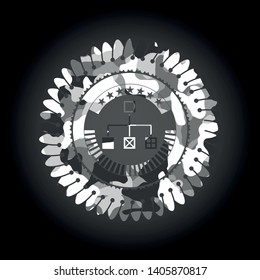 flowchart icon on grey camo pattern