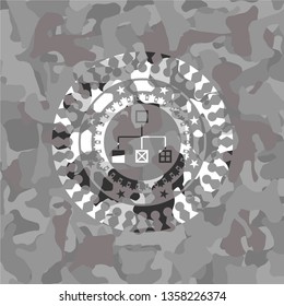 flowchart icon on grey camouflage texture