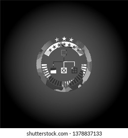 flowchart icon on grey camouflage pattern