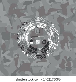 flowchart icon on grey camouflage pattern