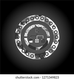 flowchart icon on grey camouflaged pattern