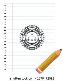 flowchart icon pencil effect. Vector Illustration. Detailed.