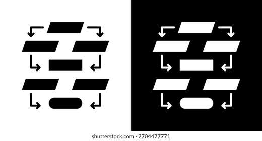 Flussdiagramm-Symbol in schwarz-weißer einfarbiger Vektorgrafik
