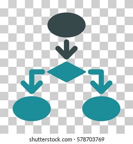 Flowchart icon. Vector illustration style is flat iconic bicolor symbol, soft blue colors, transparent background. Designed for web and software interfaces.