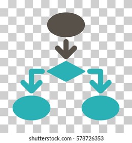 Flowchart icon. Vector illustration style is flat iconic bicolor symbol, grey and cyan colors, transparent background. Designed for web and software interfaces.