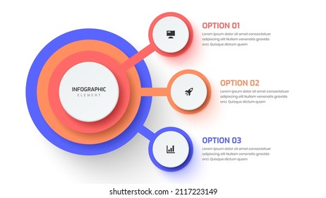 Flowchart Infographic with 3 Circle Label Connected to Main Circle, Suitable for Workflow, Presentation, Diagram, Chart