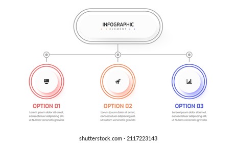 Flowchart Infographic Design with Thin Line, Circle Label, Icon and 3 Options, Good for Presentation, Diagram, Workflow