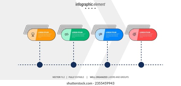 Flowchart infographic in neumorphic style. Business concept with 4 options, parts, steps or processes.

