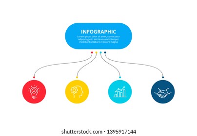 Flowchart infographic template with 4 steps or options. Vector business template for presentation.