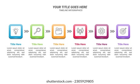 Flowchart Infographics From 1 Up to 6 Steps with Isometric Cube and Icon on a 16:9 Ratio Layout for Business Goals, Business Reports, and Website Design.