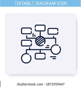 Flowchart line icon. Information graphic. Business, management, structure visualisation. Infographic, presentation or planning scheme. Simple design. Isolated vector illustration. Editable stroke 
