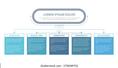 Flowchart With Main Title And 5 Elements, Workflow, Process, Infographic Template, Vector Eps10 Illustration