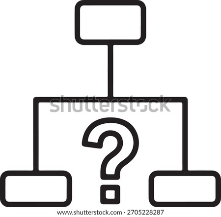 Flowchart with a Question Mark Highlighting Uncertainty and Decision Making