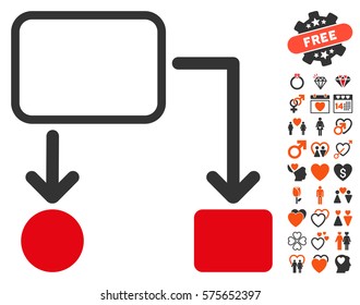 Flowchart Scheme icon with bonus lovely pictograms. Vector illustration style is flat iconic symbols for web design, app user interfaces.