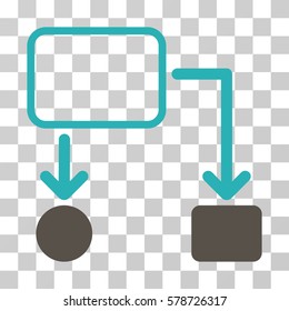Flowchart Scheme icon. Vector illustration style is flat iconic bicolor symbol, grey and cyan colors, transparent background. Designed for web and software interfaces.