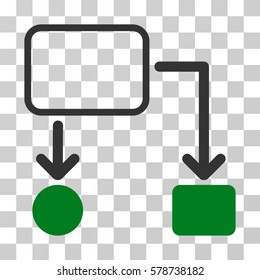 Flowchart Scheme icon. Vector illustration style is flat iconic bicolor symbol, green and gray colors, transparent background. Designed for web and software interfaces.
