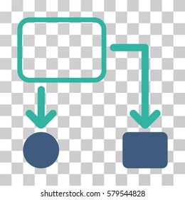 Flowchart Scheme icon. Vector illustration style is flat iconic bicolor symbol, cobalt and cyan colors, transparent background. Designed for web and software interfaces.