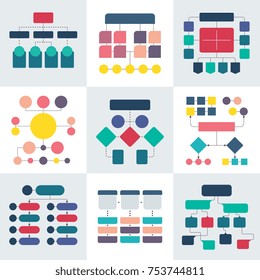Flowchart schemes and hierarchy diagrams. Workflow chart vector elements. Chart structure hierarchy infographic illustration