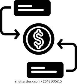 Flowchart showing UK made process with coin center vector icon solid style. Ideal for business presentations