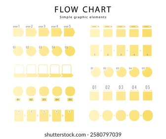 Flowchart Simple Set Template Business Steps Infographics Yellow