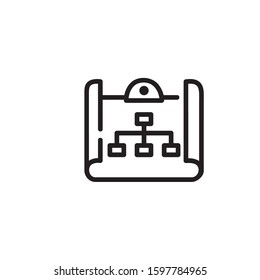 Flowchart thin line icon. Diagram, infographic, organization isolated outline sign. Startup and business concept. Vector illustration symbol element for web design and apps