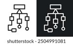 Flowchart vector icon set black and white filled and outlined style.