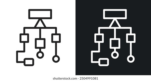 Flussdiagramm-Vektorsymbol-Set schwarz-weiß gefüllt und umrissen Stil.