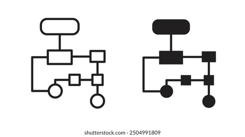 Flussdiagramm-Vektorsymbol im Volumenkörper- und Konturstil