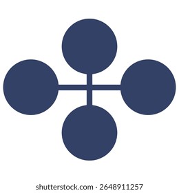 Flowcharts abstract vector illustration of four interconnected circles in a cross-like formation, featuring a minimalist design and a deep blue color palette.