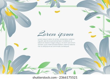 flowe blue pastel frame background. leaves. organic shape. eps 10
