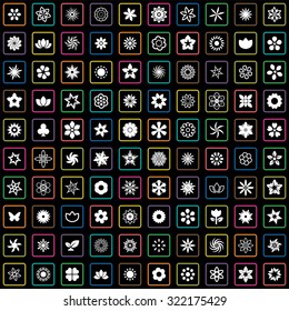 flower 100 icons universal set for web and mobile