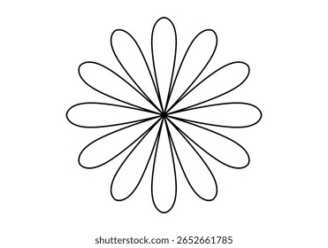 Flor con 12 pétalos. Ilustración vectorial.