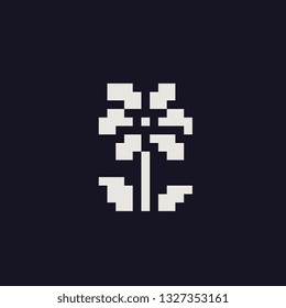 Flower 1-bit pixel art icon. Design for  logo flower shop, sticker, stamp, web, mobile app, badges and patches. Video game sprite. Isolated vector illustration.  