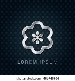 Flower 3D Silver/Platinum/Steel Metallic Premium Icon / Logo Design