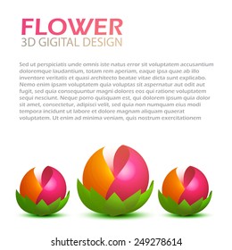 Flower 3d symbols vector illustration