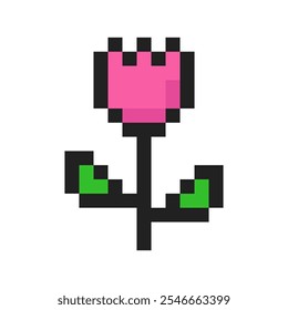 Icono de flor de 8 bits, elemento de arte de píxeles de flor.