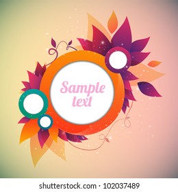 flower abstract  background text frame vector illustration