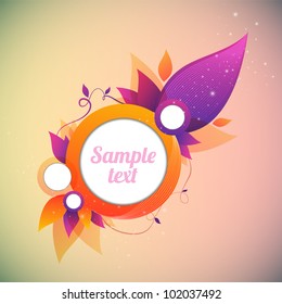 flower abstract  background text frame vector illustration