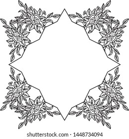 Flower abstract black frame isolated, various shape of card. Vector