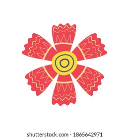 flower with abstract design over white background, colorful design, vector illustration