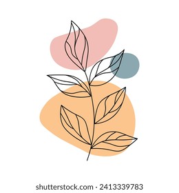 Flower abstract element of hand draw set. Whimsical garden of abstract pastel delights, where the flower branch takes center stage. Vector illustration.
