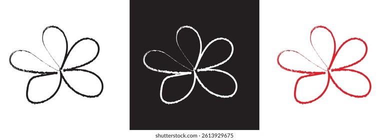 Flower abstract hand drawn brush chalk stroke. Floral grunge abstract brush.  Vector for websites, mobile interfaces, presentations, banner, visual branding etc. Vector illustration. EPS 10