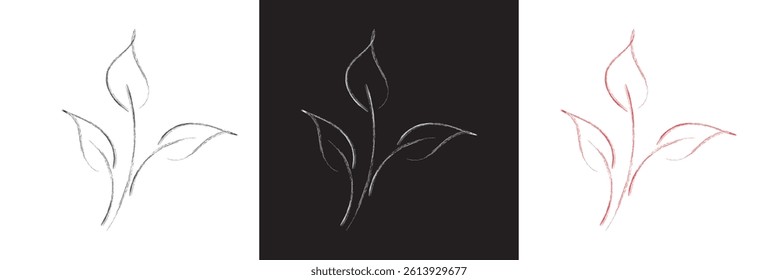 Flower abstract hand drawn brush chalk stroke. Floral grunge abstract brush.  Vector for websites, mobile interfaces, presentations, banner, visual branding etc. Vector illustration. EPS 10