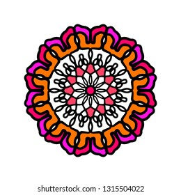 Flower abstract hand drawn colorful mandala for joga classes