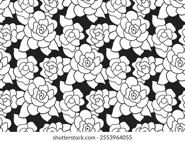 flower abstract line art Seamless pattern for decorating fashion designs, fabrics, wallpapers and prints on a white background.