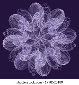 Flower. Abstract linear black and white Spiral Background. Openwork ornament